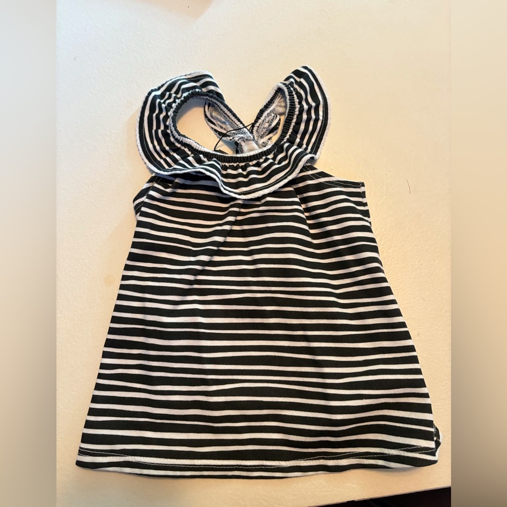 Cat & Jack Black and White Striped Tank Top